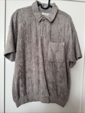 Standard Cloth Fuzzy Short-Sleeve Polo in Gray